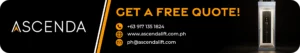 Ascenda home lift free quotation banner with contact number, website, email, and premium residential elevator